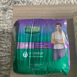 NWT Depend Men's Night Defense Incontinence Underwear Size S-M/P-M 16 Count